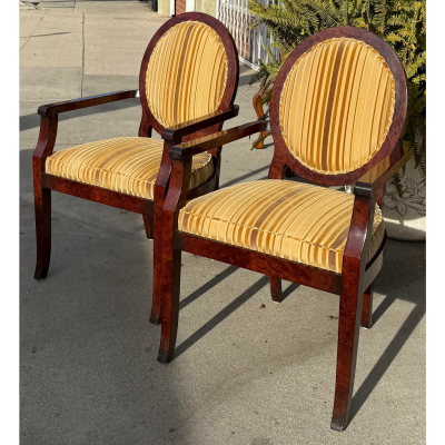 William Switzer Pair of William Switzer Chairs With New Nancy Corzine Silk Velvet Strip