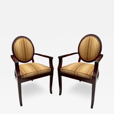 William Switzer Pair of William Switzer Chairs With New Nancy Corzine Silk Velvet Strip