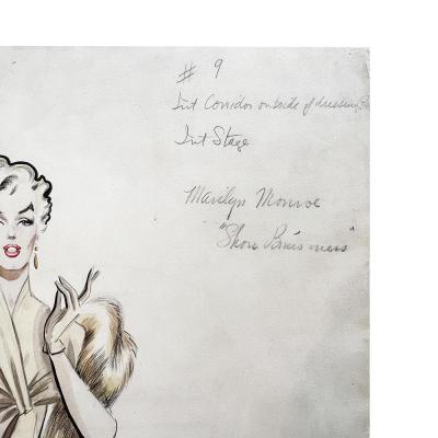 William Travilla Original Marilyn Monroe Costume Sketch by Travilla