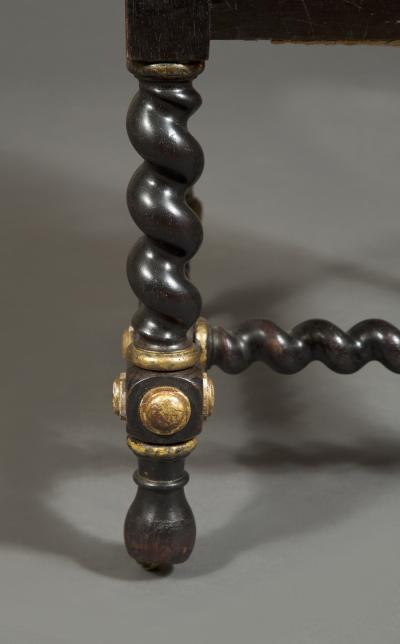 William Trotter AN UNUSUAL SET OF TWELVE EBONIZED MAHOGANY BARLEY TWIST TURNED DINING CHAIRS