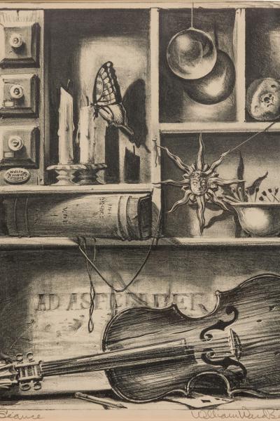 William Ward Beecher Lithograph Still Life Titled Seance 