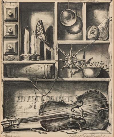William Ward Beecher Lithograph Still Life Titled Seance 