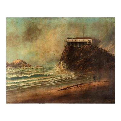 William Weaver Armstrong Antique Oil Painting of the Cliff House San Francisco by William Weaver