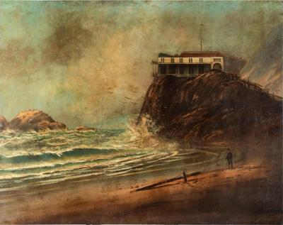 William Weaver Armstrong Antique Oil Painting of the Cliff House San Francisco by William Weaver