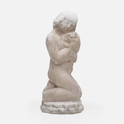 William Zorach CAST STONE SCULPTURE OF NUDE WITH CAT BY WILLIAM ZORACH
