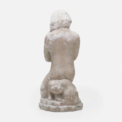 William Zorach CAST STONE SCULPTURE OF NUDE WITH CAT BY WILLIAM ZORACH