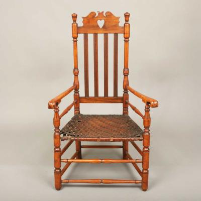 William and Mary Heart and Crown Banister Back Armchair