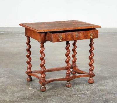 William and Mary Oyster Veneered Barley Twist Table