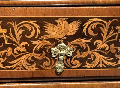 William and Mary Period Marquetry Inlaid Walnut Chest of Drawers