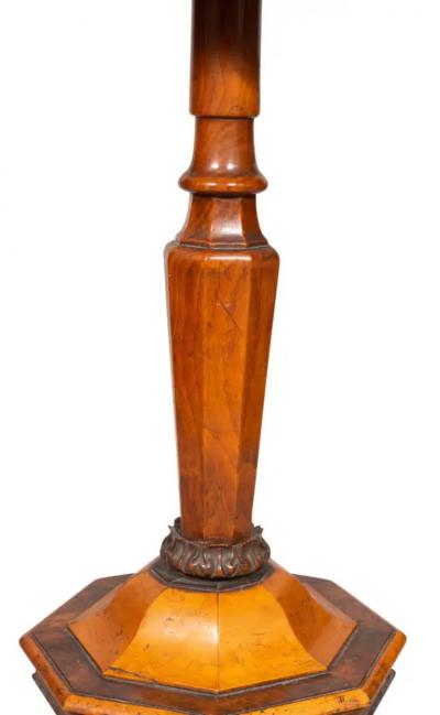 William and Mary Style Yew Wood and Maple Candlestand
