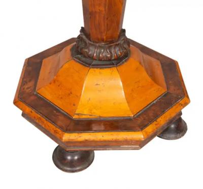 William and Mary Style Yew Wood and Maple Candlestand