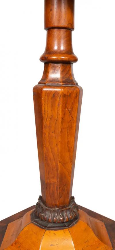 William and Mary Style Yew Wood and Maple Candlestand