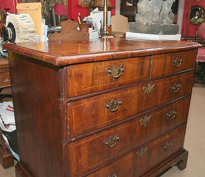 William and Mary Yew Wood Veneered Chest of Drawers