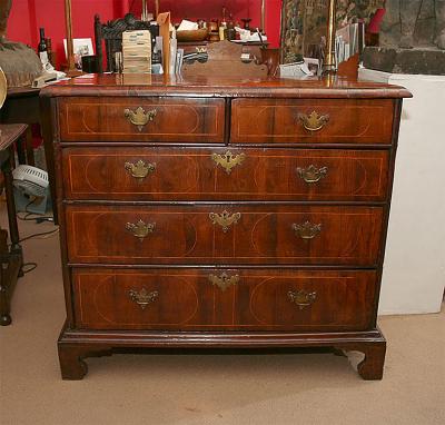 William and Mary Yew Wood Veneered Chest of Drawers