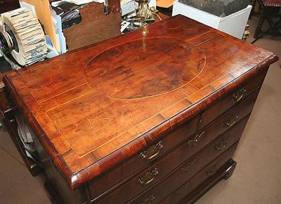 William and Mary Yew Wood Veneered Chest of Drawers