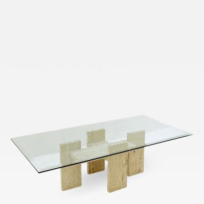 Willy Ballez Brutalist Travertine Coffee Table From Willy Ballez 1970s