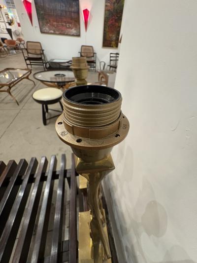 Willy Daro 1970s Pair of Sculptural bronze lamps by Willy Daro