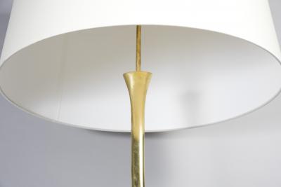 Willy Daro 1970s Polished bronze and quartz Floor lamp signed Willy Daro