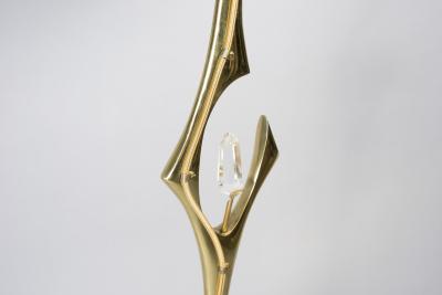 Willy Daro 1970s Polished bronze and quartz Floor lamp signed Willy Daro