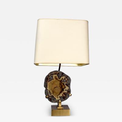 Willy Daro 1970s geode lamp with original shade by Willy Daro