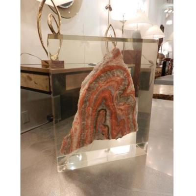 Willy Daro A Large Scale Sculpture of a Piece of Agate Encased in Lucite