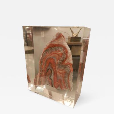 Willy Daro A Large Scale Sculpture of a Piece of Agate Encased in Lucite