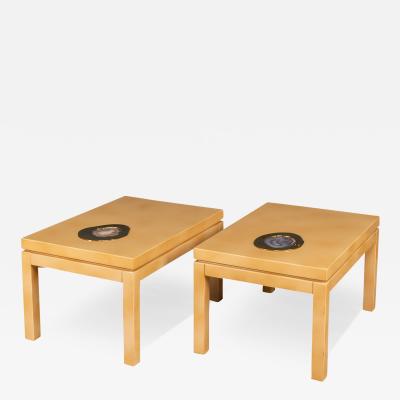 Willy Daro A Pair Of Belgian Lacquered Wood Agate Side Tables By Willy Daro c 1970