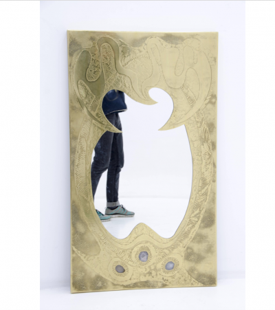 Willy Daro Etched brass mirror by Willy Daro 