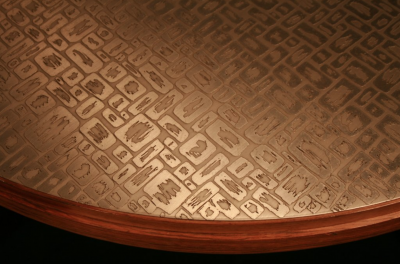 Willy Daro Etched steel circular coffee table