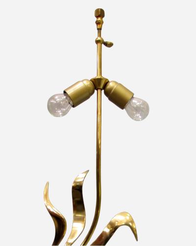 Willy Daro Lamp in brass and agate slice by Willy Daro Brussels Belgium circa 1970