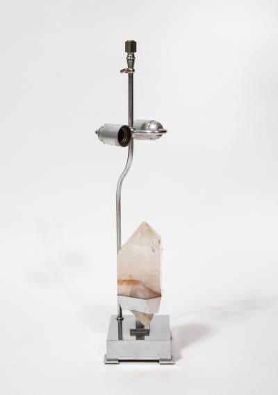 Willy Daro Nickel and Quartz table Lamp by Willy Daro Belgium c 1970