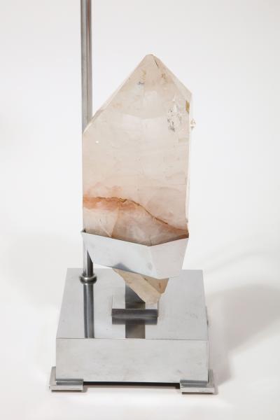 Willy Daro Nickel and Quartz table Lamp by Willy Daro Belgium c 1970