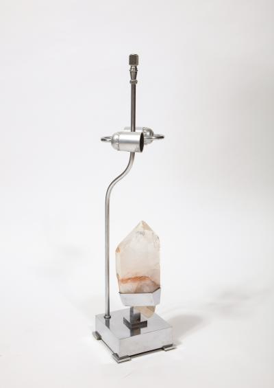 Willy Daro Nickel and Quartz table Lamp by Willy Daro Belgium c 1970