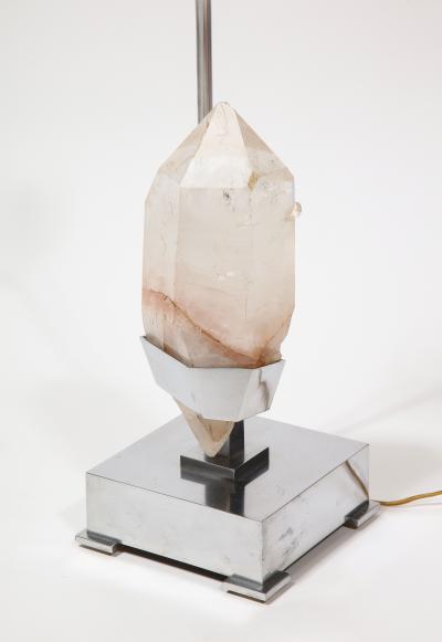 Willy Daro Nickel and Quartz table Lamp by Willy Daro Belgium c 1970