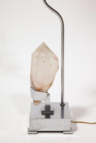 Willy Daro Nickel and Quartz table Lamp by Willy Daro Belgium c 1970