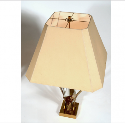 Willy Daro Pair of Rare Table Lamps leaf bronze by Willy Daro