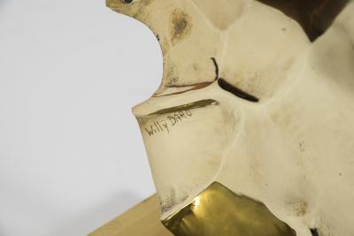 Willy Daro Pair of Sculptural polished bronze lamps by Willy DAro