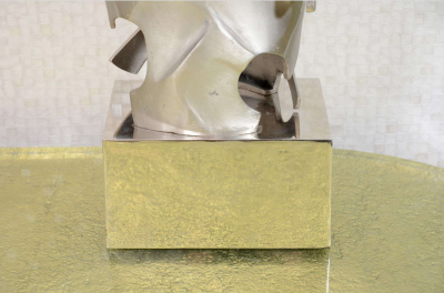 Willy Daro Pair of Sculptural table lamps in silver bronze by Willy Daro