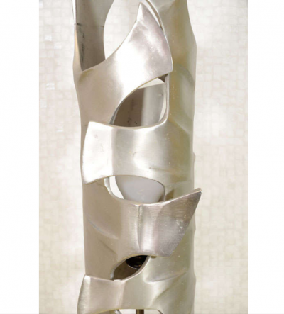 Willy Daro Pair of Sculptural table lamps in silver bronze by Willy Daro
