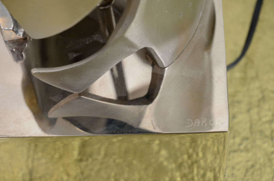 Willy Daro Pair of Sculptural table lamps in silver bronze by Willy Daro
