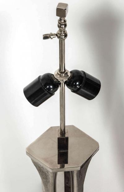 Willy Daro Pair of Table Lamps in silver bronze by Willy Daro