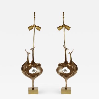 Willy Daro Pair of peacock table lamps