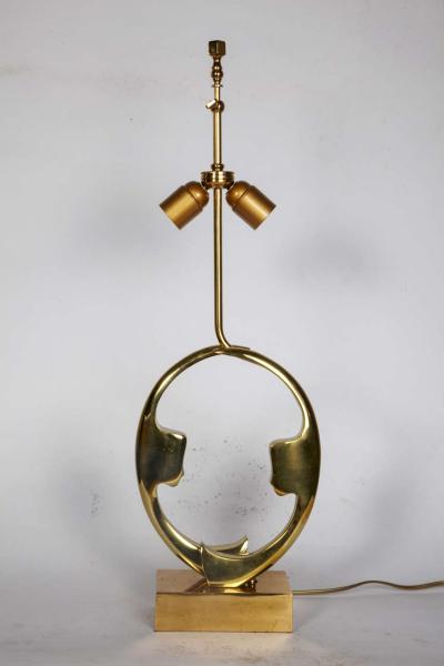 Willy Daro Pair of sculptural bronze lamps by Willy Daro
