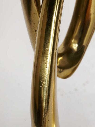 Willy Daro Pair of sculptural bronze lamps by Willy Daro