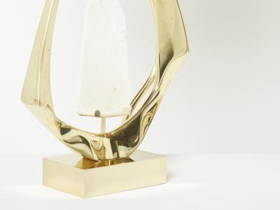 Willy Daro Pair of signed Willy Daro brass rock crystal table lamps 1970