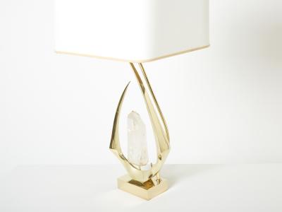 Willy Daro Pair of signed Willy Daro brass rock crystal table lamps 1970