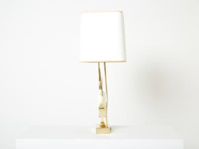 Willy Daro Pair of signed Willy Daro brass rock crystal table lamps 1970