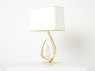 Willy Daro Pair of signed Willy Daro brass rock crystal table lamps 1970