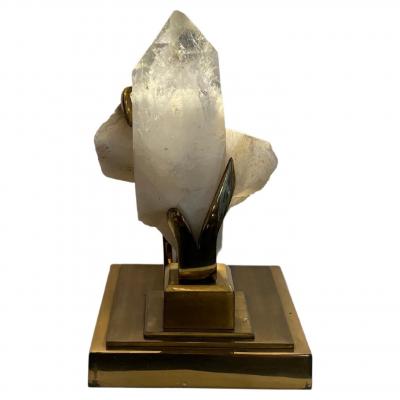 Willy Daro Rock crystal and brass table lamp Willy Daro 1970