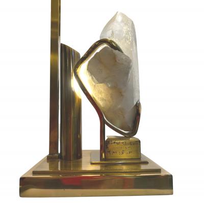 Willy Daro Rock crystal and brass table lamp Willy Daro 1970